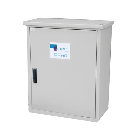 Lichtgrijze RVS gasmeterkast voor G16 gasmeter met fundatie